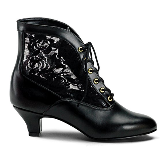 Womens Black Dame Victorian Costume Ankle Boots size 9