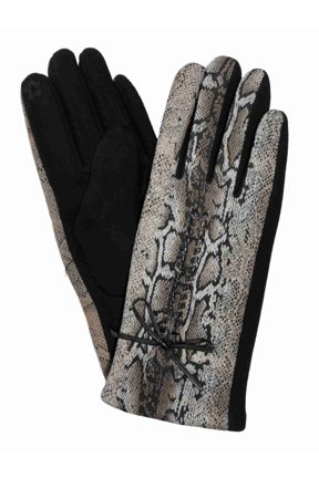 Womens Black Faux Python Snake Skin Print Texting & Tech Touchscreen Gloves