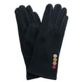 thumbnail image 1 of Womens Black Faux Suede Button Stretch Fit Texting & Tech Touchscreen Gloves, 1 of 1