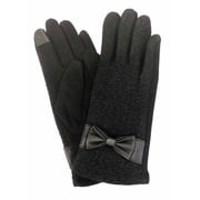 Womens Black Floral Rose Stretch Fit Texting & Tech Touchscreen Gloves