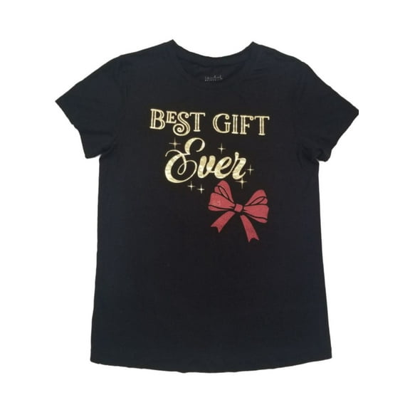 Womens Black & Gold Best Gift Ever Maternity Christmas Holiday T-Shirt Small