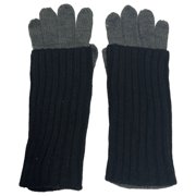 Womens Black & Gray Layered Knit Gloves
