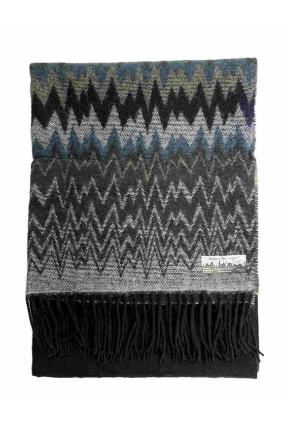 Womens Black Grey & Blue Chevron Giant Blanket Scarf Wrap Shawl Fringe