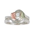 thumbnail image 1 of Womens Black Hills Gold 925 Sterling Silver Ring with 12k Green and Rose Gold accents and Round White Cubic Zirconia, 1 of 1