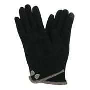 Womens Black & Houndstooth Bow Stretch Fit Texting & Tech Touchscreen Gloves