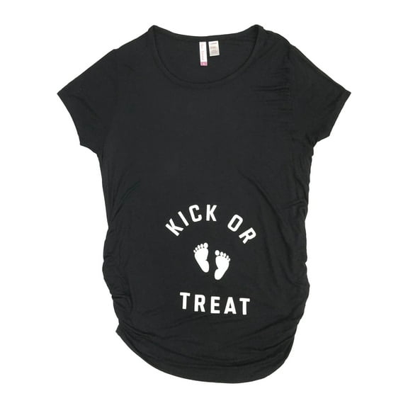Womens Black Kick or Treat Maternity Halloween Tee Shirt T-Shirt X-Large