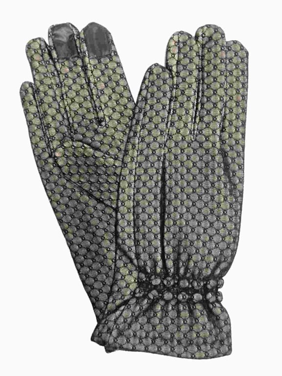 Womens Black Lace Overlay Stretch Fit Texting & Tech Touchscreen Gloves