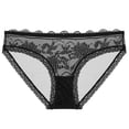 thumbnail image 1 of VONCOS Womens Black Lace Panties, Soft & Stretchy Mid Rise Briefs, Comfortable Everyday Underwear with Floral Lace, 1-Pack,Size S, 1 of 2