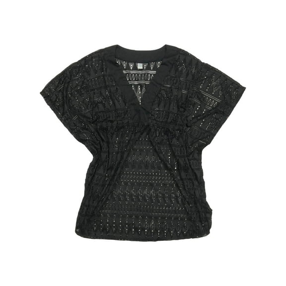 Womens Black Lace Swim Suit Cover Up Dress Medium