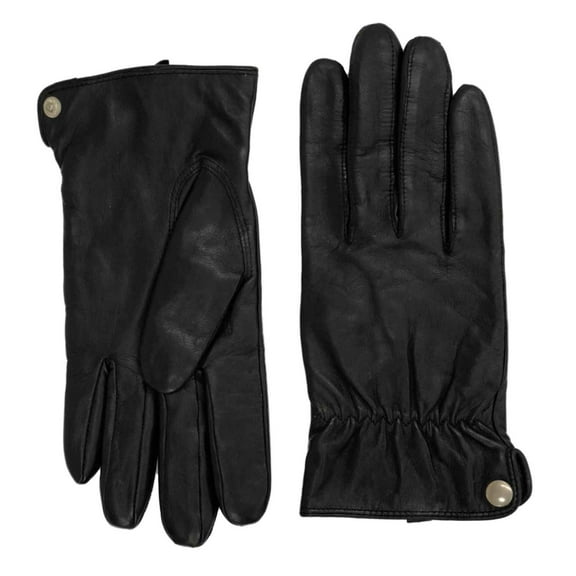 Womens Black Leather & Thinsulate Snap Side Driving Gloves X-Large