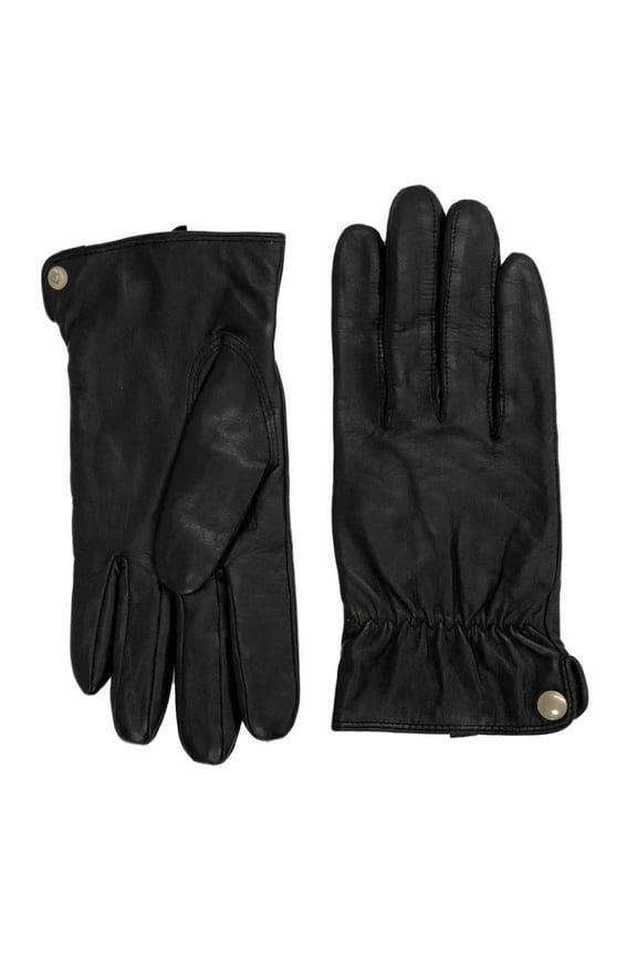 Womens Black Leather & Thinsulate Snap Side Driving Gloves X-Large