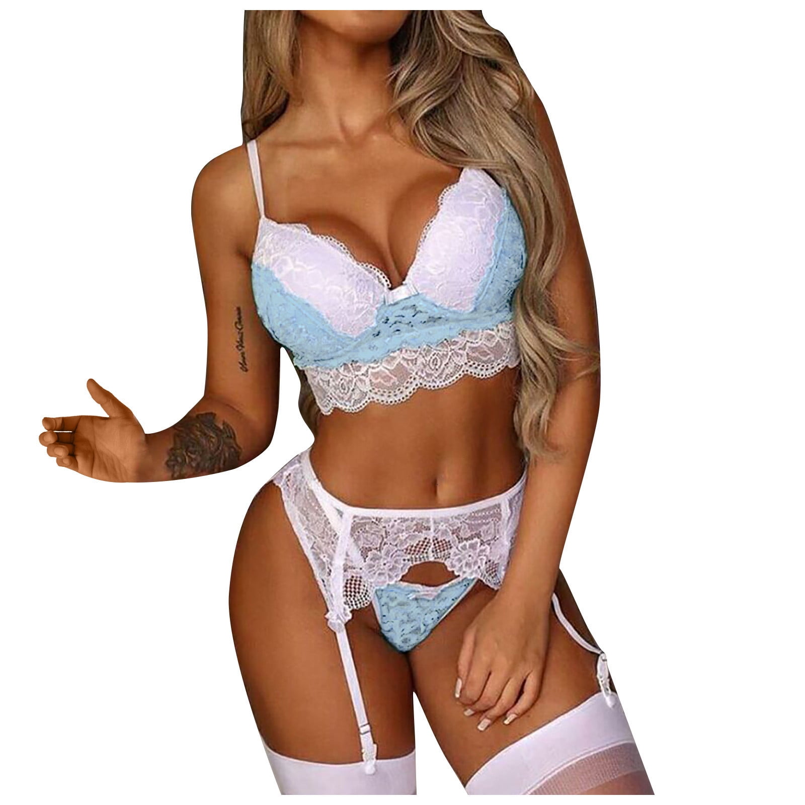 Women's Bra and Panty Sets Sexy See-Through Lace Mesh Sheer Bra Lingerie  Set Two Piece 
