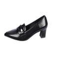 thumbnail image 1 of Womens Black Loafer Heels Pointed Toe Block Heel Comfortable Work Shoes for Women Office & Casual Wear,Size 7.5, 1 of 9