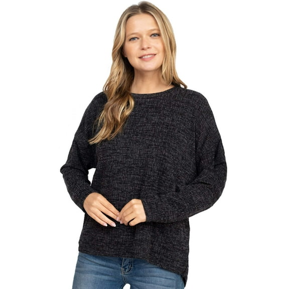 Womens Black Long Sleeve Knit Top With Tie-Backs Size Small