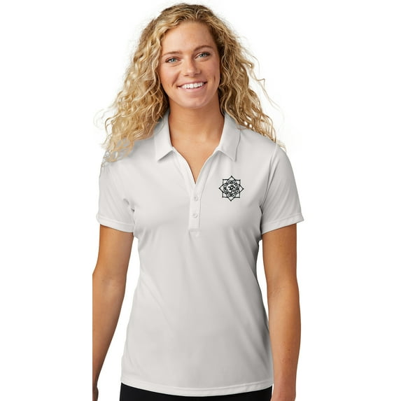 Womens Black Lotus OM Aum Om Patch Yoga Polo Shirt, 3XL Silver