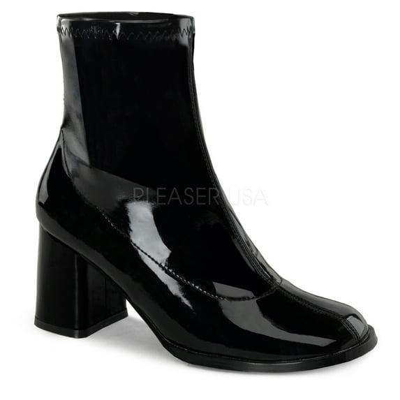 Womens Black Patent Ankle Length Go Go Boots size 10