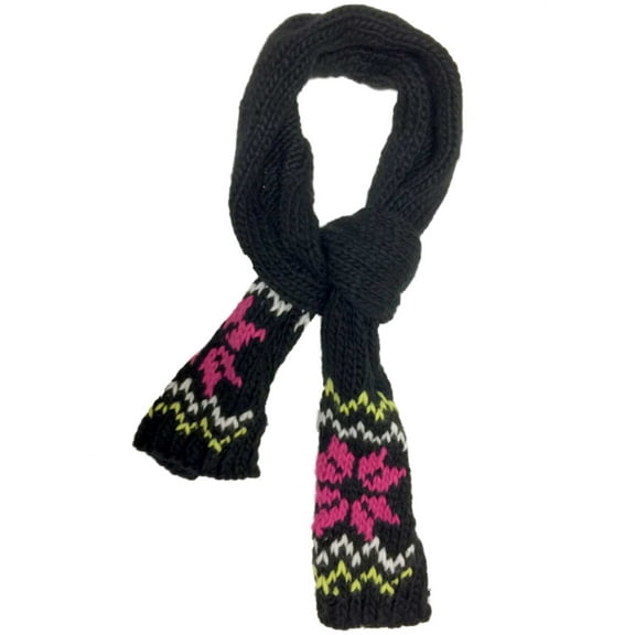 Womens Black & Pink Acrylic Cable Knit Neck Winter Scarf