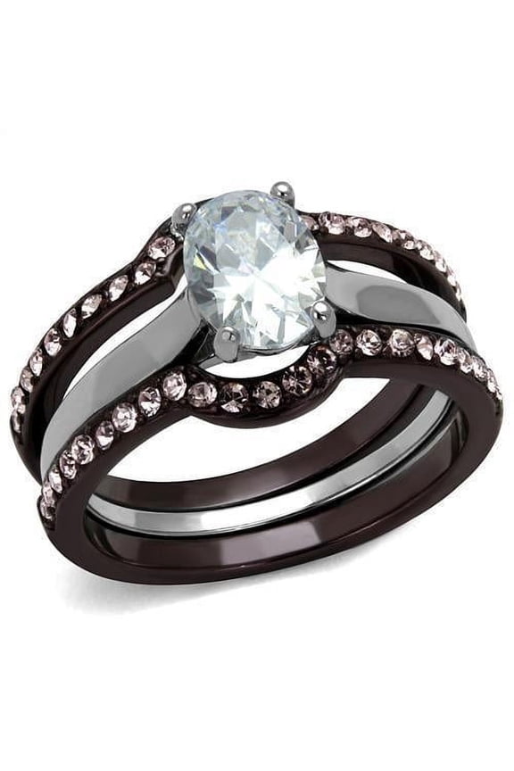 Womens Black Pink Ring Anillo Para Mujer 316L Stainless Steel Ring with AAA Grade CZ in Clear Formia