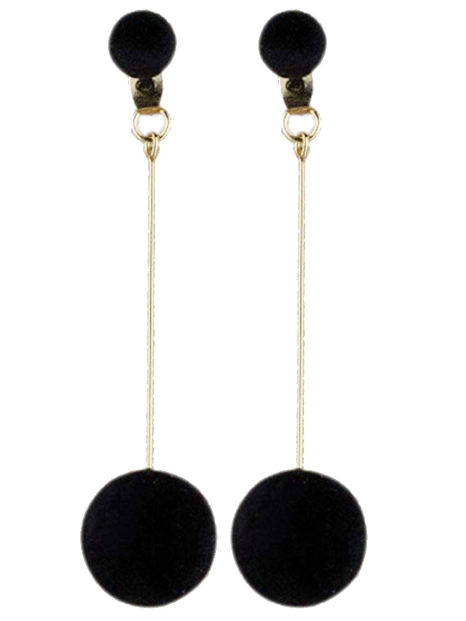 Womens Black Plush Ball Gold Tone Drop Earrings - Walmart.com