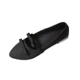 thumbnail image 1 of Womens Black Pointed Toe Flats Velvet Mary Jane Shoes Comfortable for Work Slip On with Bow,Size 8.5, 1 of 9