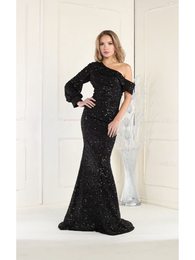 black long sleeve mermaid dress plus size Black Mermaid Long Sleeve Off the Shoulder Plus Size Prom Dress