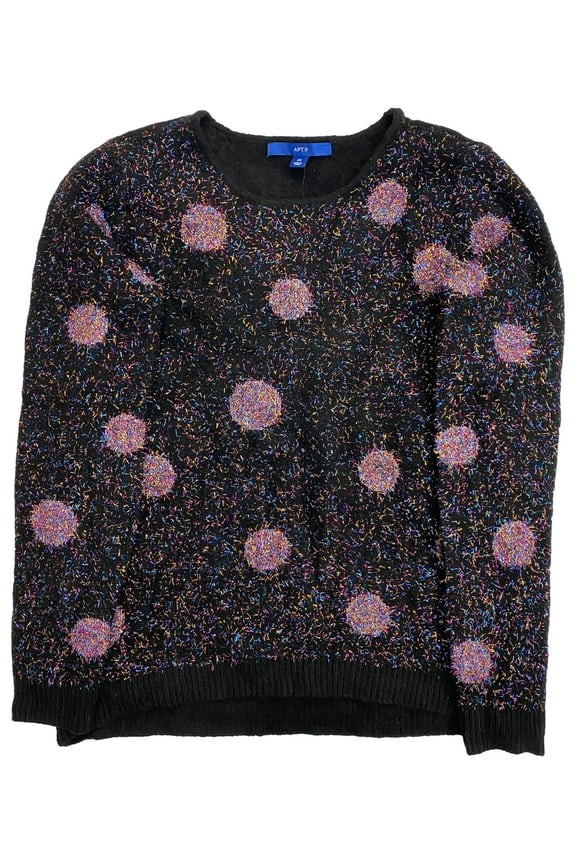 Womens Black Rainbow Pink Metallic Sparkle Christmas Holiday Sweater X-Small