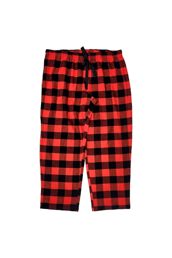 Womens Black & Red Buffalo Plaid Flannel PJ Pajama Sleep Bottoms XXL