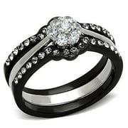 Womens Black Ring Anillo Para Mujer 316L Stainless Steel Ring with AAA Grade CZ in Clear Frascati