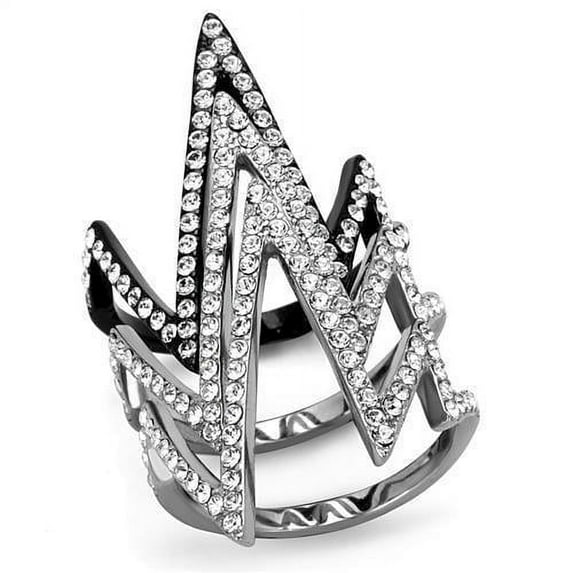 Womens Black Ring Anillo Para Mujer 316L Stainless Steel Ring with Top Grade Crystal in Clear Bernadette