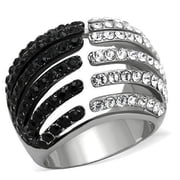 Womens Black Ring Anillo Para Mujer 316L Stainless Steel Ring with Top Grade Crystal in Jet Veneto