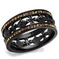 thumbnail image 1 of Womens Black Ring Anillo Para Mujer 316L Stainless Steel Ring with Top Grade Crystal in Topaz Candance, 1 of 4
