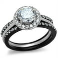 thumbnail image 1 of Womens Black Ring Anillo Para Mujer Stainless Steel Ring with AAA Grade CZ in Clear Blair, 1 of 4