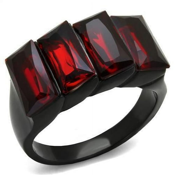 Womens Black Ring Anillo Para Mujer Stainless Steel Ring with Glass in Siam Cortona