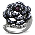 thumbnail image 1 of Womens Black Ring Anillo Para Mujer Stainless Steel Ring with Top Grade Crystal in Amethyst Desio, 1 of 4
