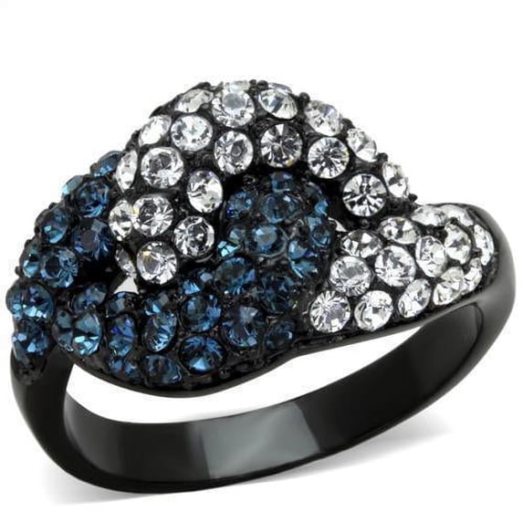 Womens Black Ring Anillo Para Mujer Stainless Steel Ring with Top Grade Crystal in Montana Massa