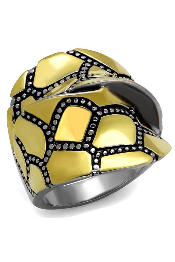 Womens Black Ring Anillo Para Mujer 316L Stainless Steel Ring with Epoxy in Jet Margorie