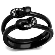 Womens Black Ring Anillo Para Mujer 316L Stainless Steel Ring with Top Grade Crystal in Clear Violetta
