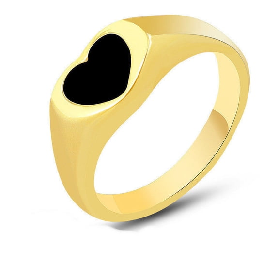 Womens Black Ring Heart Shape Ring Titanium Steel Electroplating Ring Fashion Simplicity Ring Love Niche Ring Picture Color