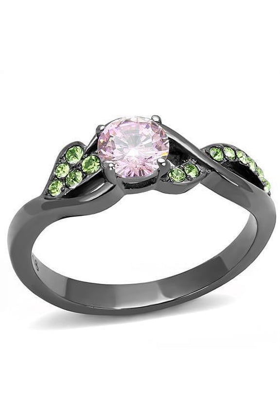 Womens Black Ring Rose Pink Anillo Para Mujer Stainless Steel Ring with AAA Grade CZ in Rose Remi