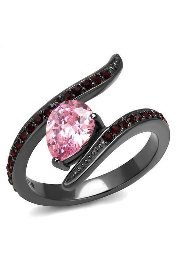 Womens Black Ring Rose Pink Anillo Para Mujer 316L Stainless Steel Ring with AAA Grade CZ in Rose Adriel