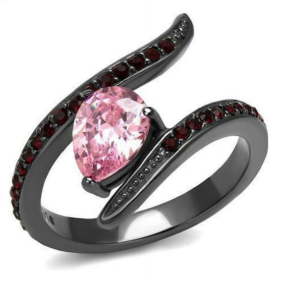 Womens Black Ring Rose Pink Anillo Para Mujer Stainless Steel Ring with AAA Grade CZ in Rose Adriel