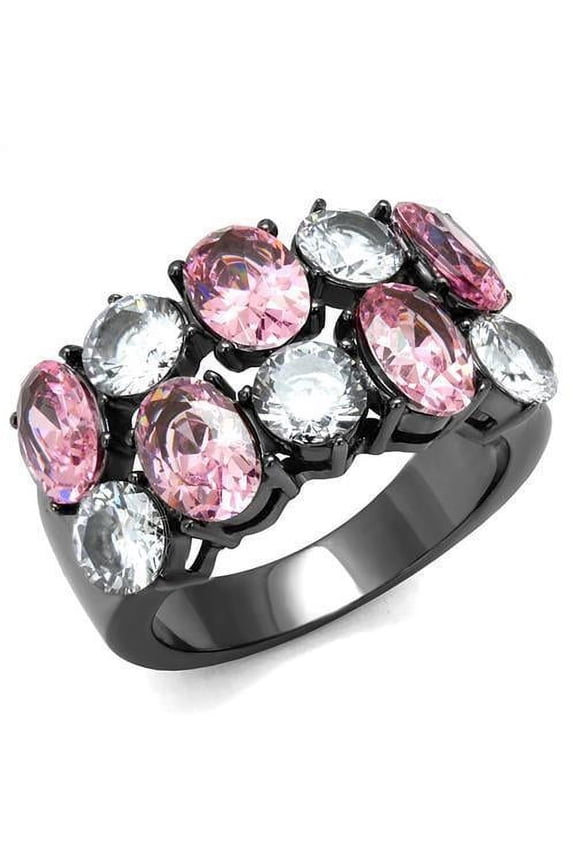 Womens Black Ring Rose Pink Anillo Para Mujer Stainless Steel Ring with AAA Grade CZ in Rose Zaira