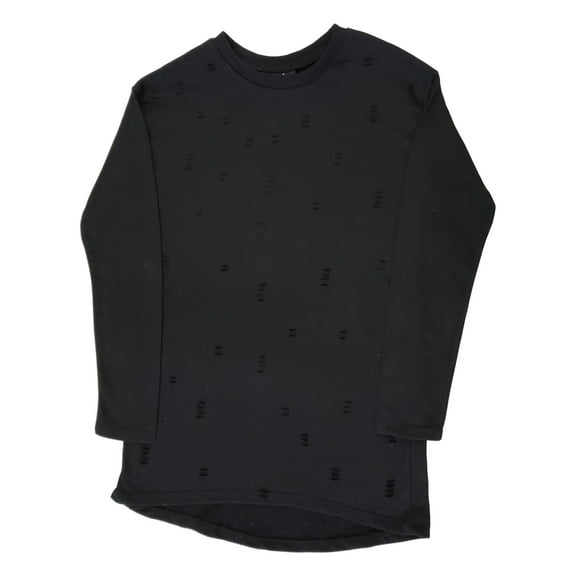 Womens Black Ripped Torn Grunge Long Sleeve Tunic Sweater Top Small