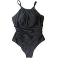 thumbnail image 1 of Womens Black Rouched One Piece Single Piece Ruffled Swimming Suit 3X, 1 of 1