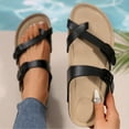thumbnail image 1 of Womens Black Sandals Comfort Cork Footbed Adjustable Buckle Strappy Casual Hiking Summer Beach Sandals, 1 of 11