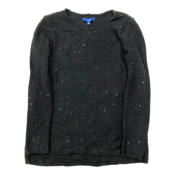 Womens Black Sequin Convertible Crew Cowl Neck Christmas Holiday Sweater Medium