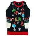 thumbnail image 1 of Womens Black Sequin Embellished Fa La La Christmas Holiday Sweater X-Large, 1 of 1