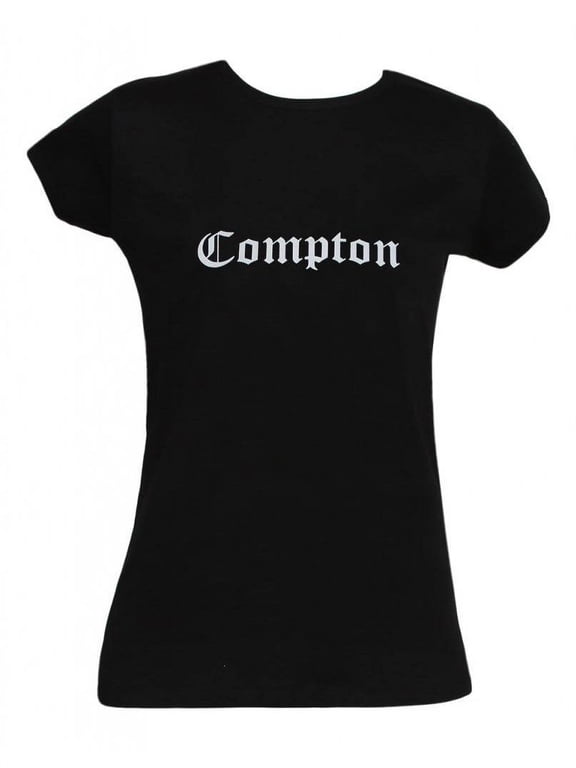 Womens Black Short-Sleeve Compton Blackletter T-Shirt - X-Large