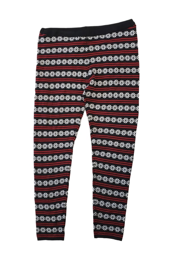 Womens Black Snow Stripe Print Thick Knit Christmas Xmas Holiday Legging XXL