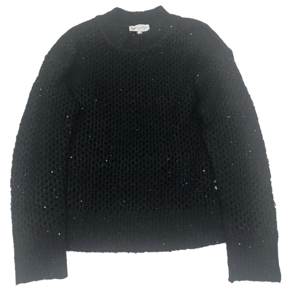 Womens Black Sparkle Lumpy Knit See Through Sweater & Cami Set Small